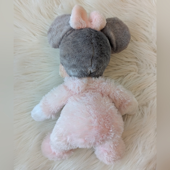 Disney Parks Minnie Mouse Rattle Pastel Pink and Gray Stuffed Animal - Picture 3 of 4